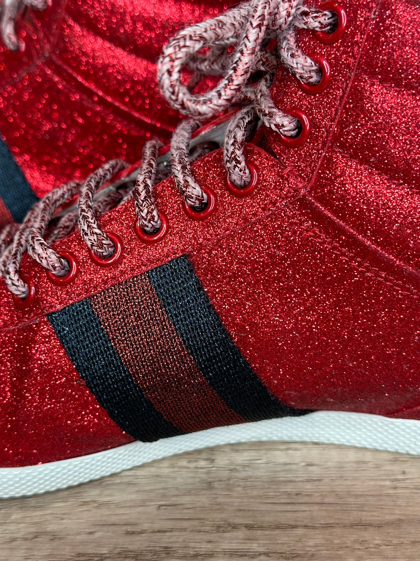 Gucci Ace Red Sparkle High Top Sneakers