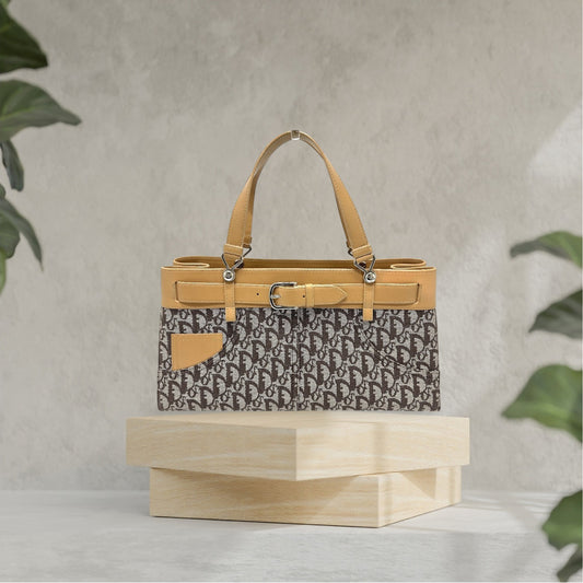 Pre-Owned Dior Trotter Denim Motif Handbag