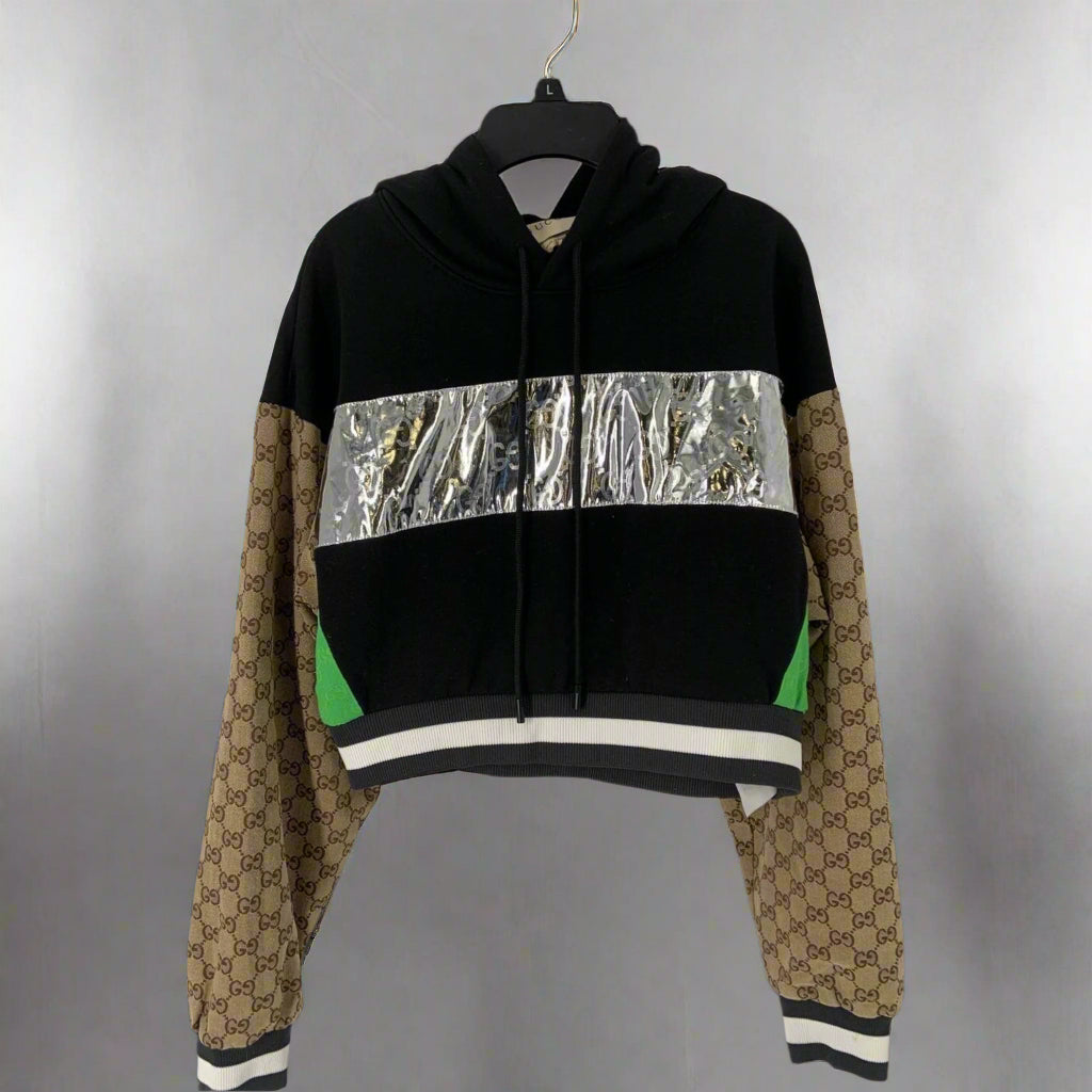 Pre-Owned Gucci GG Supreme Cropped Hoodie