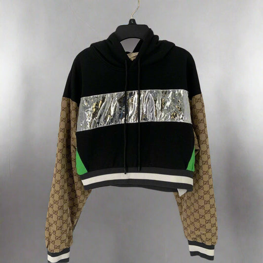 Pre-Owned Gucci GG Supreme Cropped Hoodie