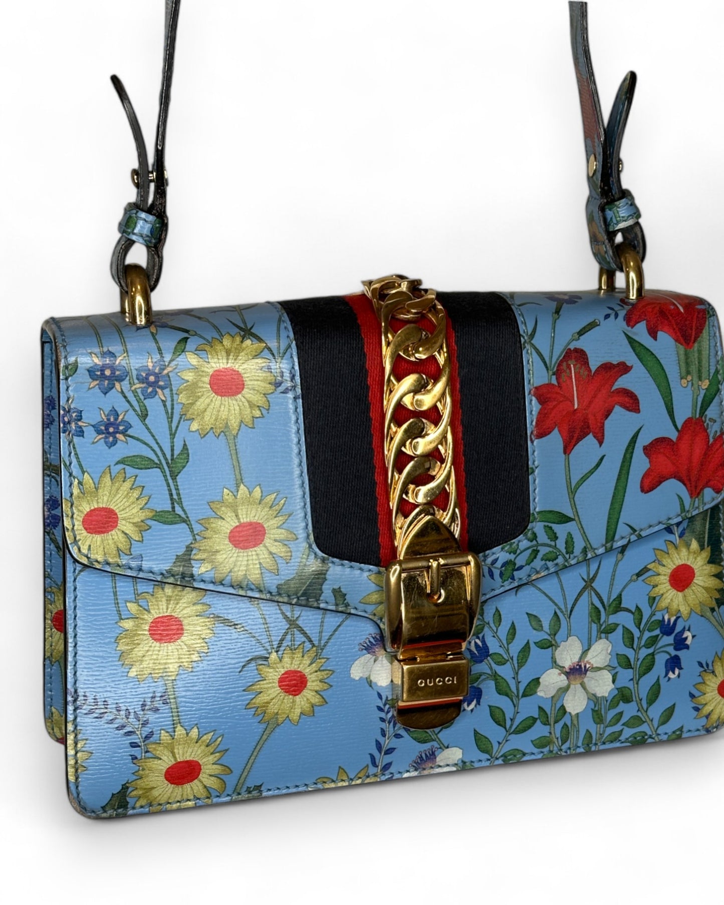 Pre-Owned Gucci Sylvie Flora Calfskin Shoulder Bag Ltd. Ed.