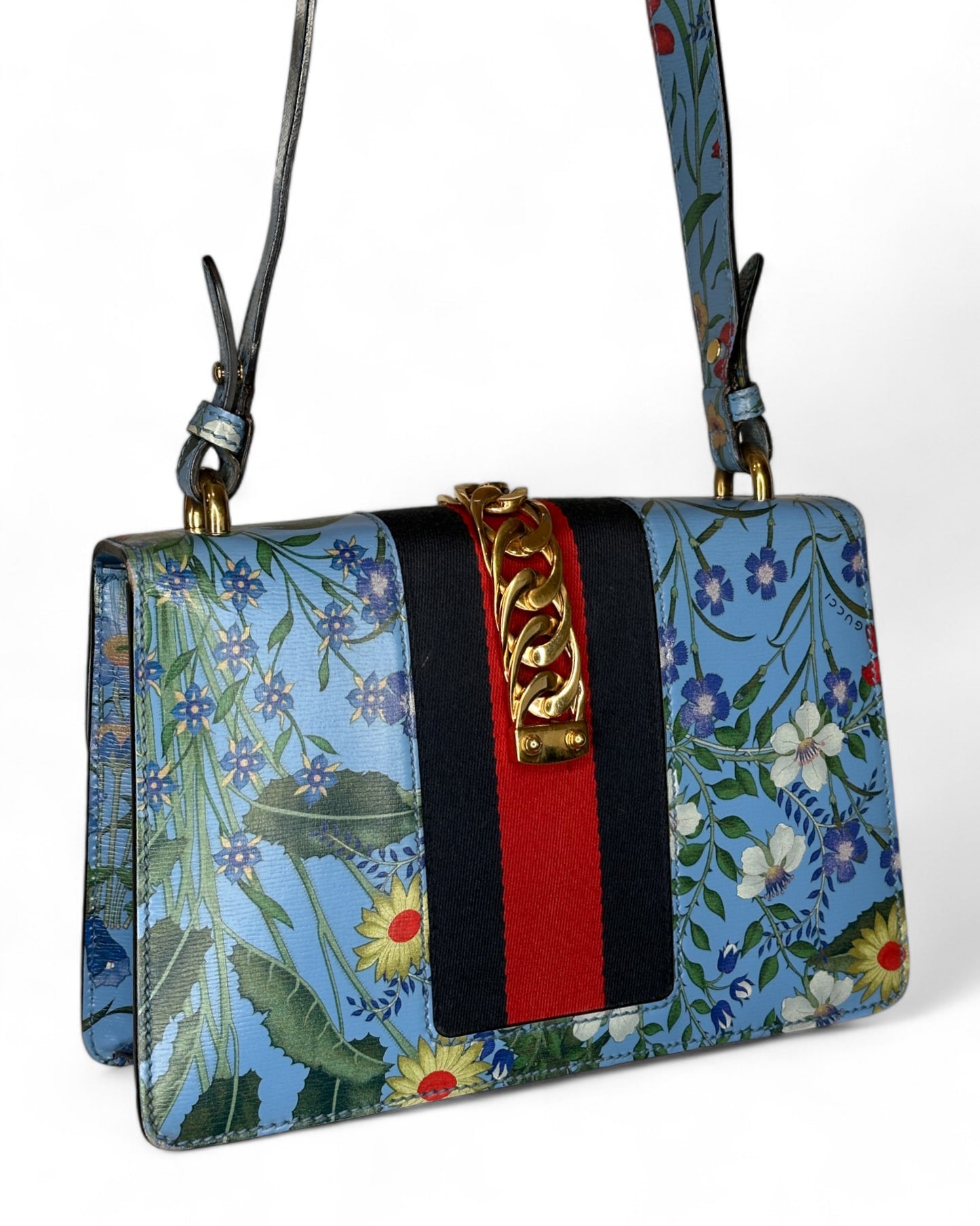 Pre-Owned Gucci Sylvie Flora Calfskin Shoulder Bag Ltd. Ed.