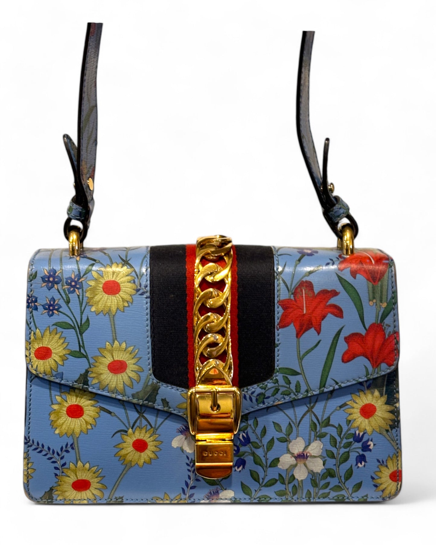 Pre-Owned Gucci Sylvie Flora Calfskin Shoulder Bag Ltd. Ed.