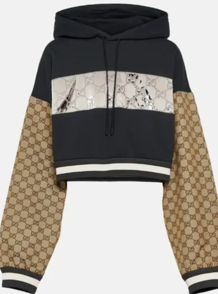 Pre-Owned Gucci GG Supreme Cropped Hoodie