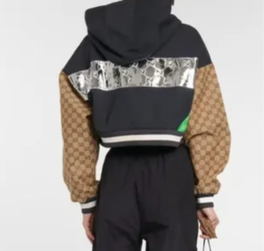 Pre-Owned Gucci GG Supreme Cropped Hoodie